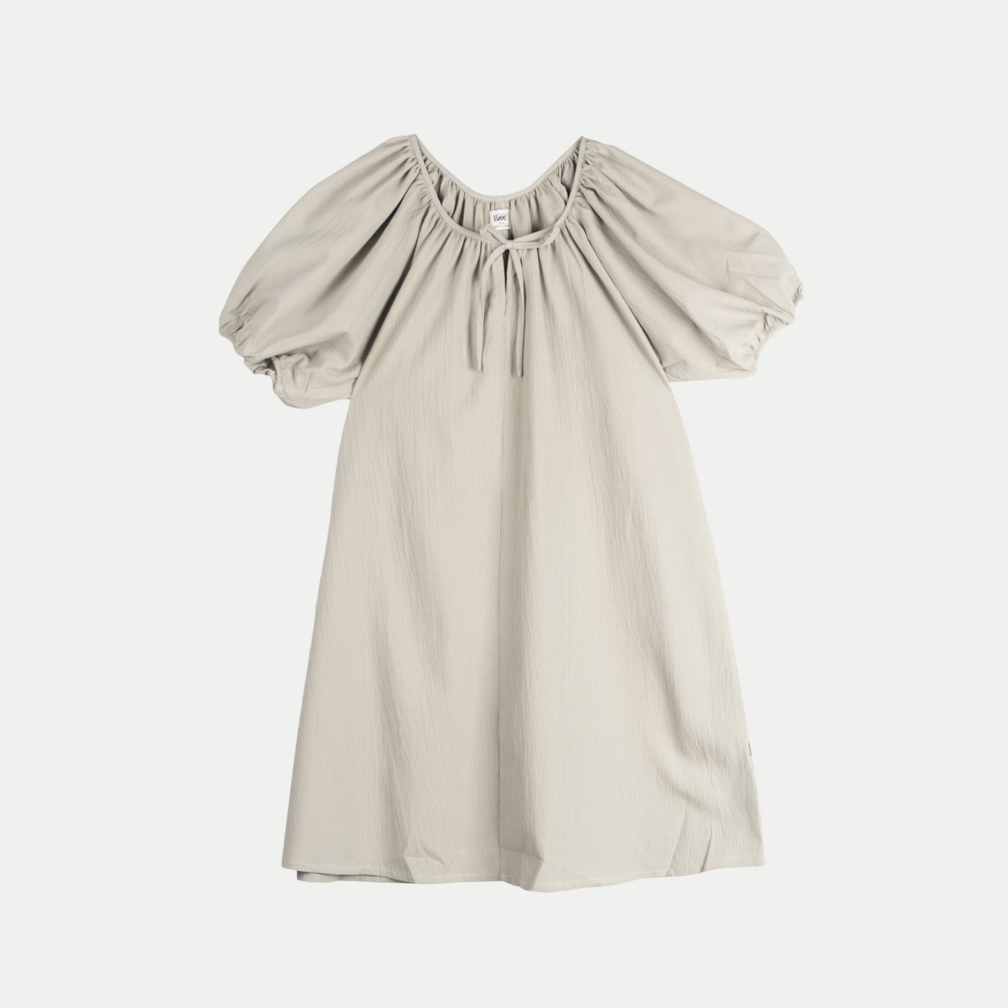 Stylistic Mr. Lee Ladies Basic Plain Dress 3/4 Puff Sleeve for Women Trendy Fashion High Quality Apparel Comfortable Casual Dress for Women Loose Fit 147572 (Beige)