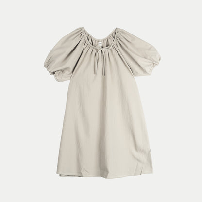 Stylistic Mr. Lee Ladies Basic Plain Dress 3/4 Puff Sleeve for Women Trendy Fashion High Quality Apparel Comfortable Casual Dress for Women Loose Fit 147572 (Beige)