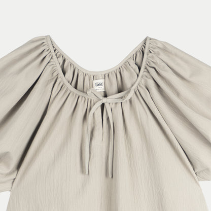 Stylistic Mr. Lee Ladies Basic Plain Dress 3/4 Puff Sleeve for Women Trendy Fashion High Quality Apparel Comfortable Casual Dress for Women Loose Fit 147572 (Beige)