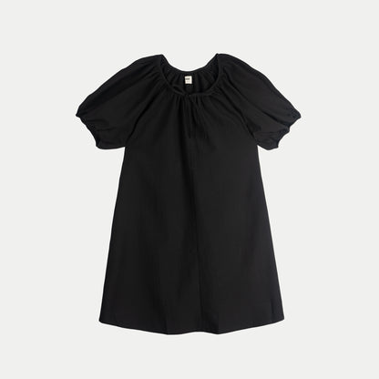 Stylistic Mr. Lee Ladies Basic Plain Dress 3/4 Puff Sleeve for Women Trendy Fashion High Quality Apparel Comfortable Casual Dress for Women Loose Fit 147572 (Black)
