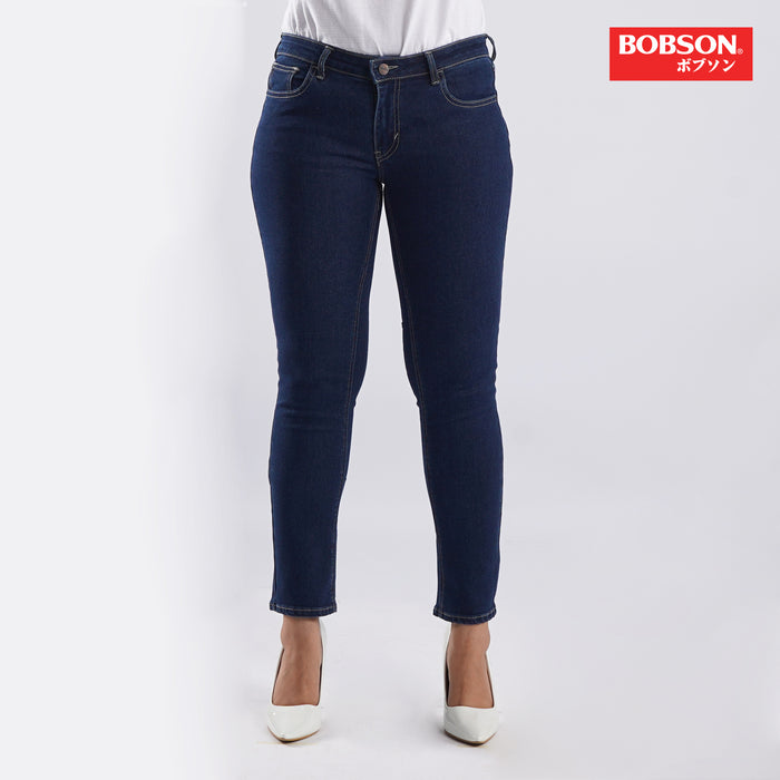 Bobson Japanese Ladies Basic Denim Pants for Women Trendy Fashion High Quality Apparel Comfortable Casual Jeans for Women Slim Fit 149932-U (Dark Shade)