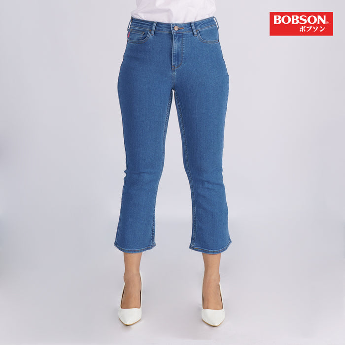 Bobson Japanese Ladies Basic Denim Flare Jeans for Women Trendy Fashion High Quality Apparel Comfortable Casual Pants for Women 152438 (Light Shade)