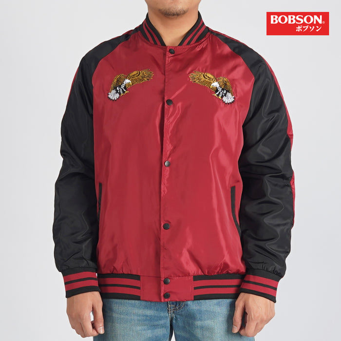 Bobson Japanese Men's Basic Bomber Jacket for Men with Back Print Trendy Fashion High Quality Apparel Comfortable Casual Jacket for Men Regular Fit 131694 (Maroon)