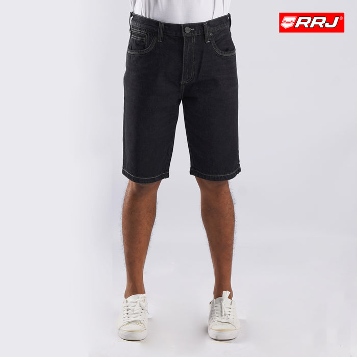 RRJ Men's Basic Denim Tapered Short Trendy Fashion High Quality Apparel Comfortable Casual short Mid Waist 151023 (Black)
