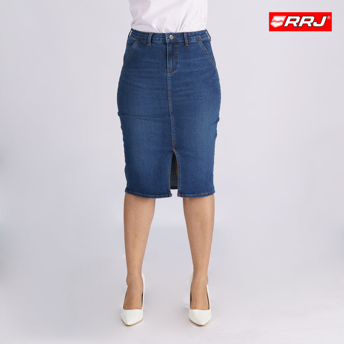 RRJ Ladies Basic Denim skirt for Women Extreme w/details Trendy Fashion High Quality Apparel Comfortable Casual skirt for Women 151103 (Medium Shade)