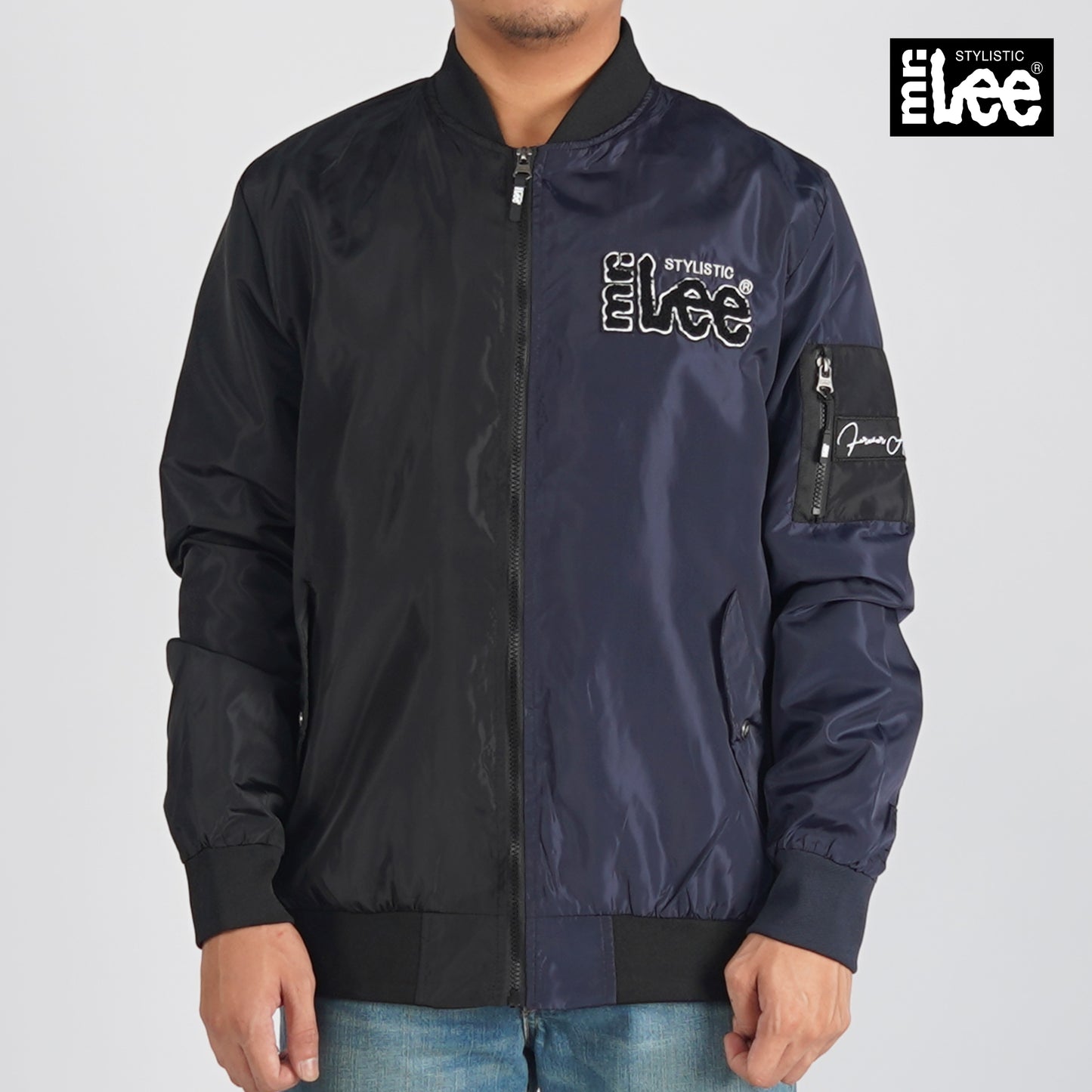 Stylistic Mr. Lee Men's Basic Bomber Jacket for Men Trendy Fashion High Quality Apparel Comfortable Casual Jacket for Men Regular Fit 130534 (Navy Black)