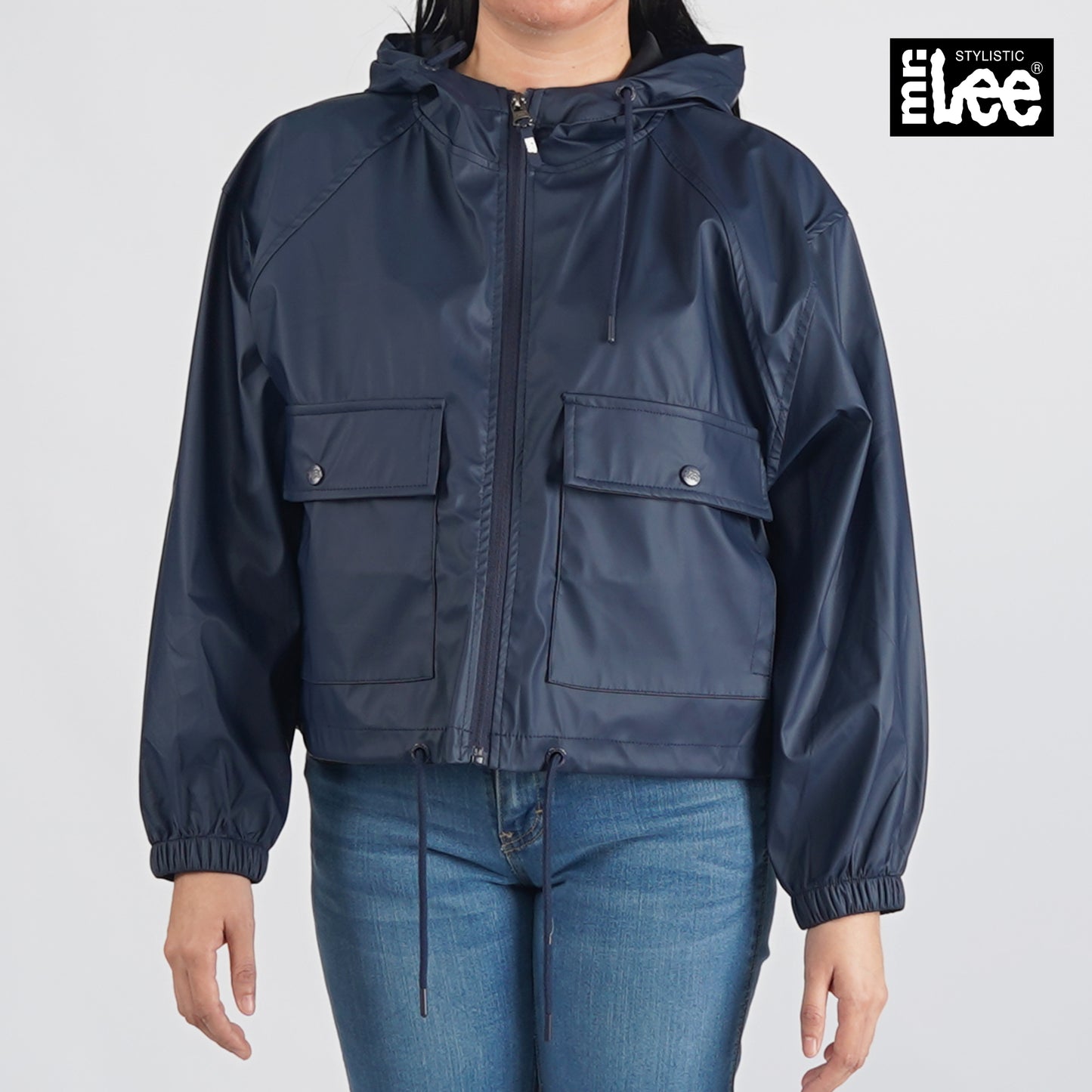 Stylistic Mr. Lee Ladies Basic Bomber Jacket Crop Trendy Fashion High Quality Apparel Comfortable Casual Jacket for Women 133459 (Navy)