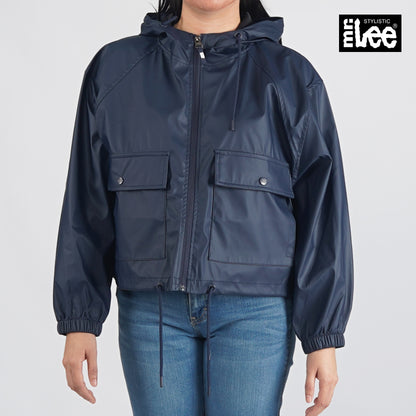 Stylistic Mr. Lee Ladies Basic Bomber Jacket Crop Trendy Fashion High Quality Apparel Comfortable Casual Jacket for Women 133459 (Navy)