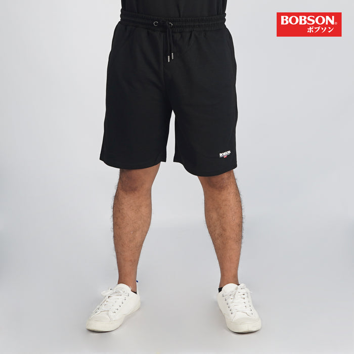 Bobson Japanese Men's Basic Non-Denim Jogger short Trendy Fashion High Quality Apparel Comfortable Casual short for Men Mid Waist 118163 (Black)