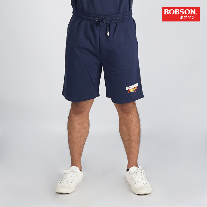 Bobson Japanese Men's Basic Non-Denim Jogger short Trendy Fashion High Quality Apparel Comfortable Casual Short for Men Mid Waist 118136 (Navy)