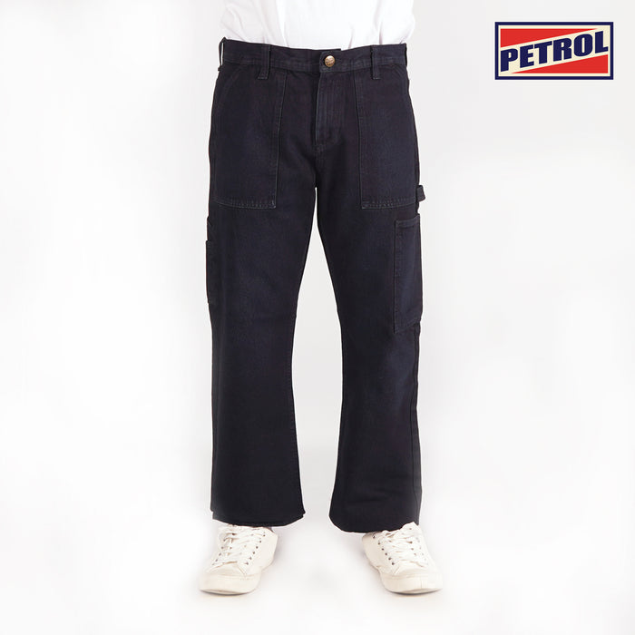 Petrol Basic Denim Carpent Pants for Men Regular Fitting Mid Rise Overdye Blue Fabric Trendy fashion Casual Bottoms Dark Shade Pants for Men 151802 (Dark Shade)