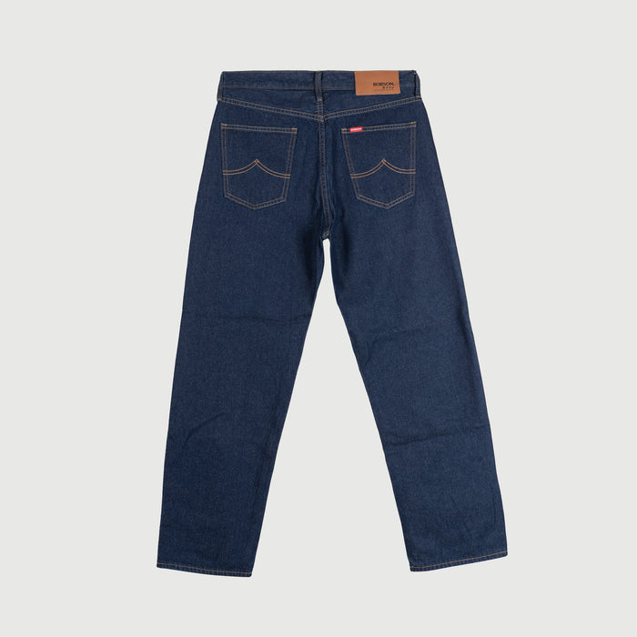Bobson Japanese Men's Basic Denim Baggy Jeans Trendy fashion High Quality Apparel Comfortable Casual Jogger Pants for Men Mid Waist 150591-U (Dark Shade)