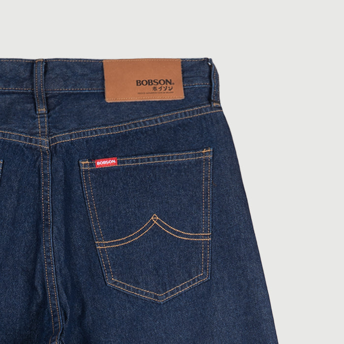 Bobson Japanese Men's Basic Denim Baggy Jeans Trendy fashion High Quality Apparel Comfortable Casual Jogger Pants for Men Mid Waist 150591-U (Dark Shade)