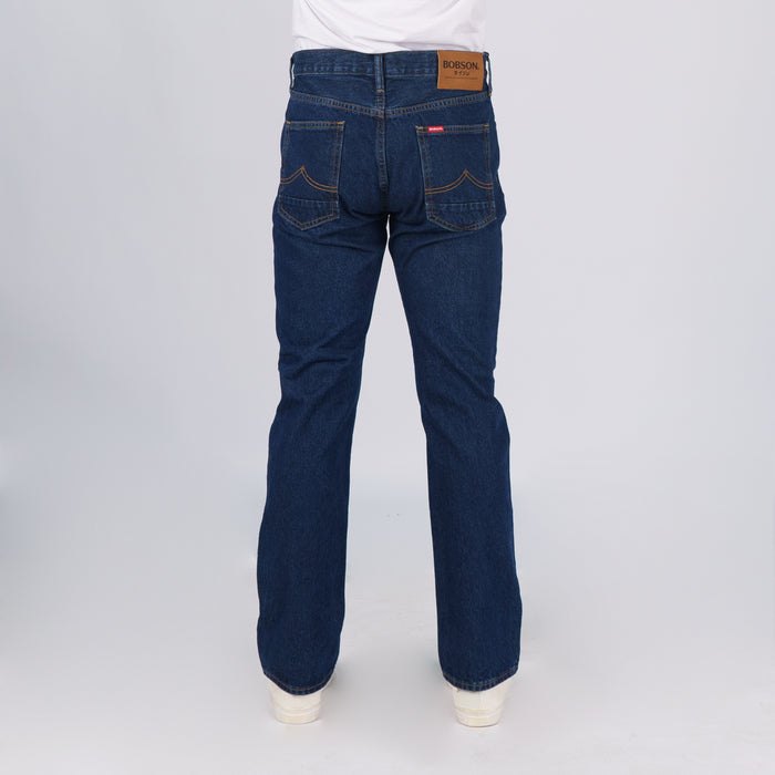 Bobson Japanese Men's Basic Denim Slim Straight Trendy fashion High Quality Apparel Comfortable Casual Pants for Men Mid Waist 149842 (Dark Shade)