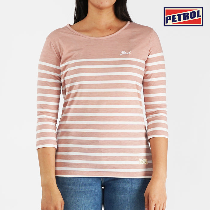 Petrol Basic Tees for Ladies Regular Fitting Shirt Stripe Jersey FabricTrendy fashion Casual Top Almond Blossom T-shirt for Ladies 118743 (Almond Blossom)