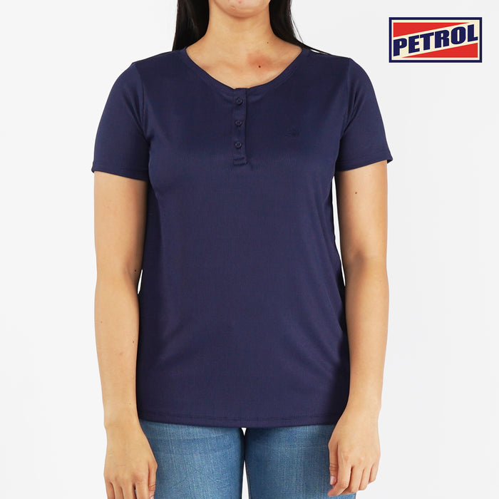 Petrol Basic Tees for Ladies Regular Fitting Shirt Ribbed Fabric Trendy fashion Casual Top Peacoat T-shirt for Ladies 136760-U (Peacoat)