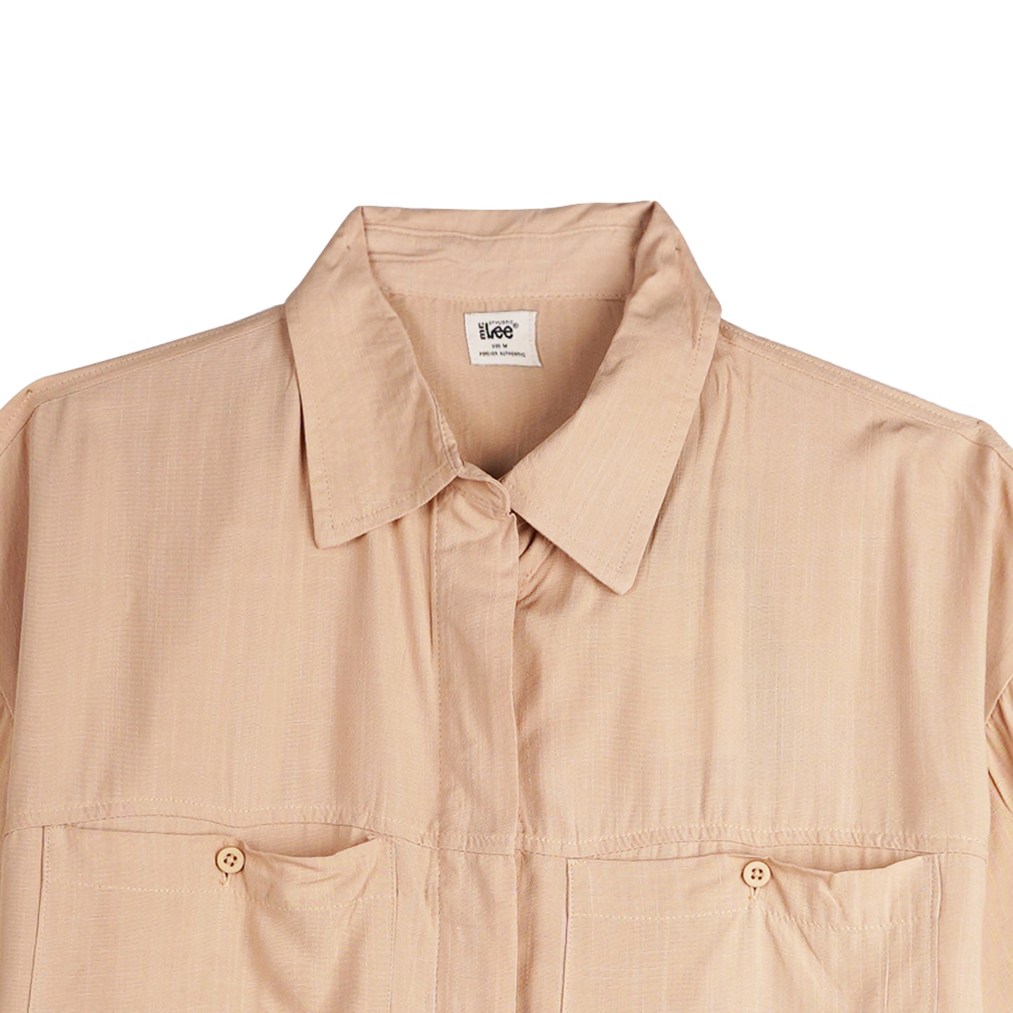 Stylistic Mr. Lee Ladies Basic Woven with Collar for Women Trendy Fashion High Quality Apparel Comfortable Casual Top for Women Boxy Fit 145610 (Beige)