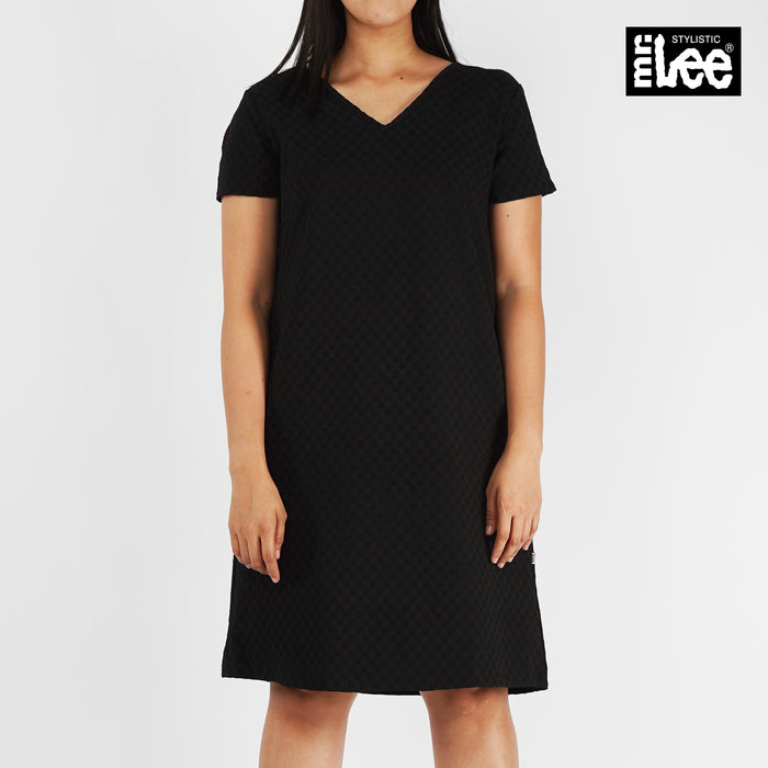 Stylistic Mr. Lee Ladies Basic V-Neck Dress for Women Trendy Fashion High Quality Apparel Comfortable Casual Dress for Women Regular Fit 141713 (Black)