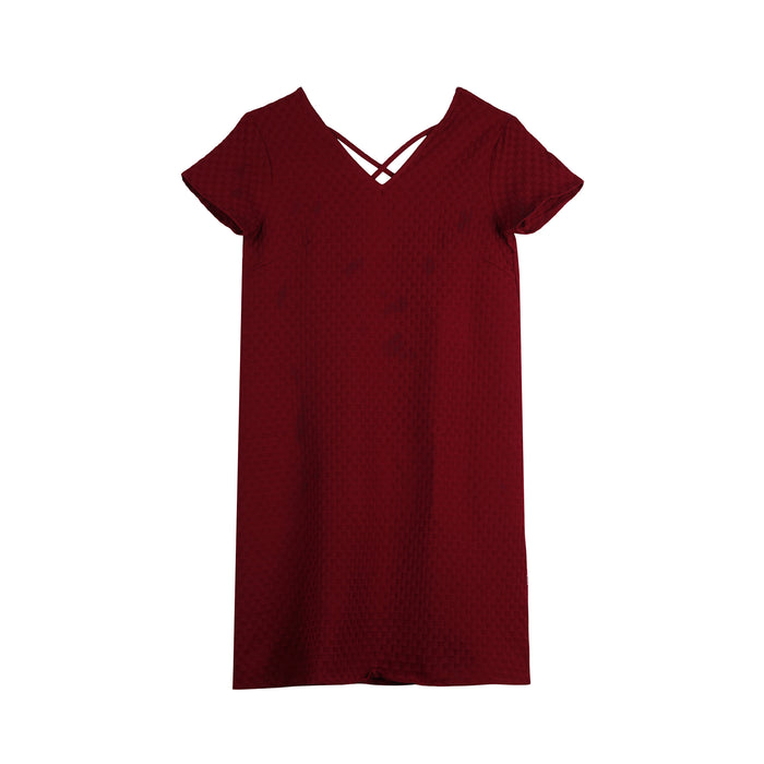 Stylistic Mr. Lee Ladies Basic V-Neck Dress for Women Trendy Fashion High Quality Apparel Comfortable Casual Dress for Women Regular Fit 141713 (Red)