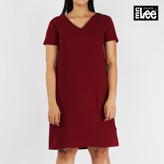Stylistic Mr. Lee Ladies Basic V-Neck Dress for Women Trendy Fashion High Quality Apparel Comfortable Casual Dress for Women Regular Fit 141713 (Red)