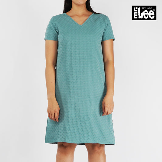 Stylistic Mr. Lee Ladies Basic V-Neck Dress for Women Trendy Fashion High Quality Apparel Comfortable Casual Dress for Women Regular Fit 141713 (Teal)