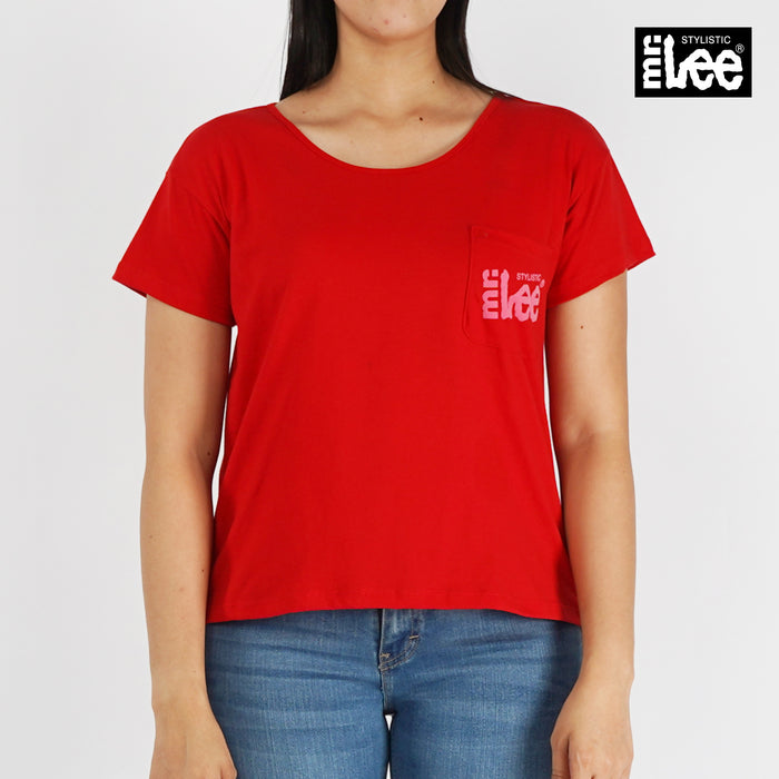 Stylistic Mr. Lee Ladies Basic Tees Round Neck for Women Trendy Fashion High Quality Apparel Comfortable Casual Top for Women Boxy Fit 144622-U (Red)