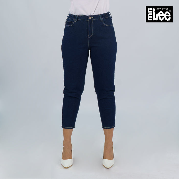 Stylistic Mr. Lee Ladies Basic Denim Garterized Tapered Pants for Women Trendy Fashion High Quality Apparel Comfortable Casual Jeans for Women 150479 (Dark Shade)