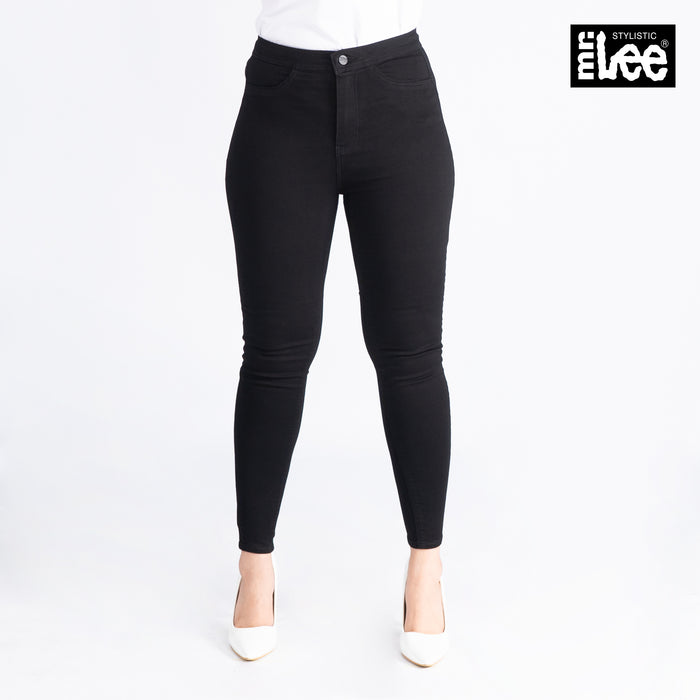 Stylistic Mr. Lee Ladies Basic Denim Power Shaper Jeans for Women Trendy Fashion High Quality Apparel Comfortable Casual Pants for Women High Waist 148482 (Black)