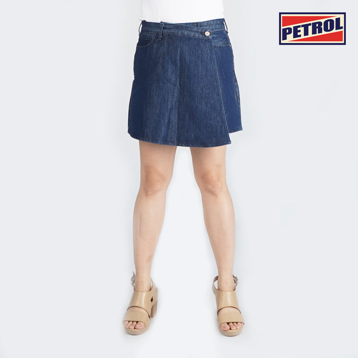 Petrol Ladies Basic Denim skirt for Women Extreme wash Trendy Fashion High Quality Apparel Comfortable Casual skirt for Women 152838 (Dark Shade)
