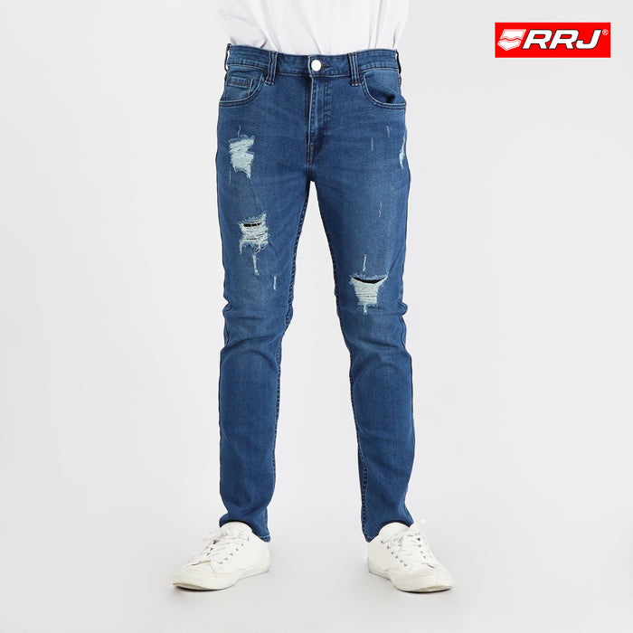 RRJ Basic Denim Pants for Men Super Skinny Fitting Mid Rise Trendy fashion Casual Bottoms Dark Shade Jeans for Men 149281-U (Dark Shade)
