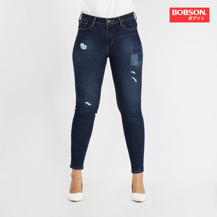 Bobson Japanese Ladies Basic Denim Jeans for Women Trendy Fashion High Quality Apparel Comfortable Casual Pants for Women Super skinny 152149-U (Dark Shade)