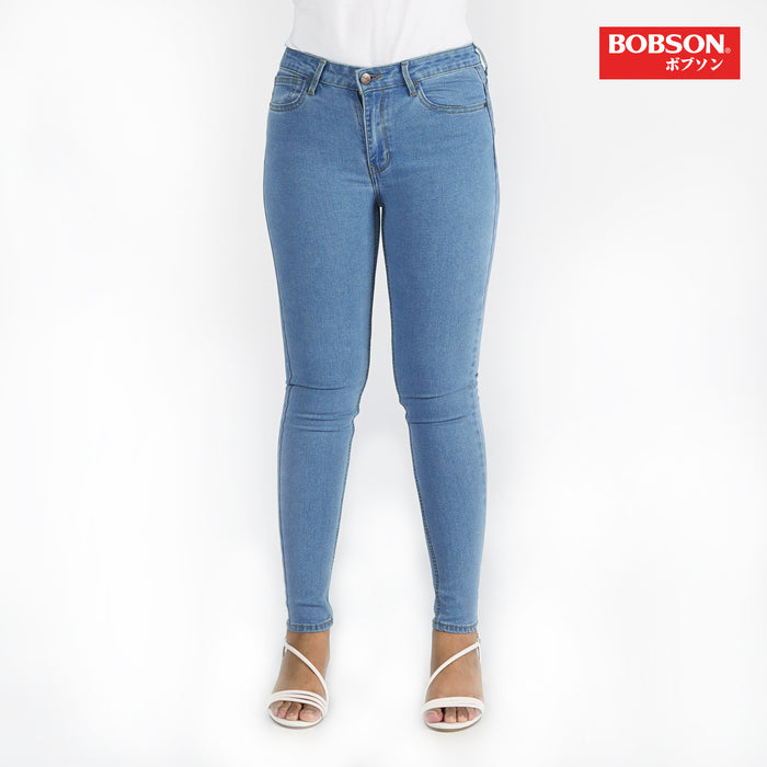 Bobson Japanese Ladies Basic Denim Pants for Women Trendy Fashion High Quality Apparel Comfortable Casual Jeans for Women Super skinny 153687-U (Light Shade)