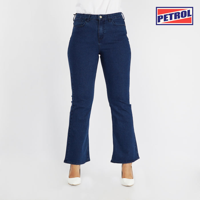 Petrol Basic Denim Pants for Ladies Flared jean's Fitting Extreme Wash Hi Rise Trendy fashion Casual Bottoms Dark Shade Jeans for Ladies 152708 (Dark Shade)