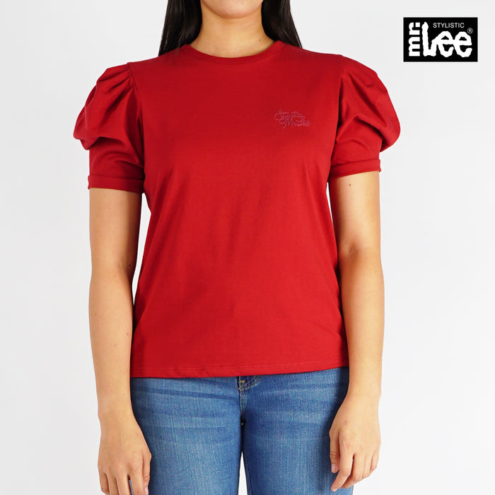Stylistic Mr. Lee Ladies Basic Tees Round Neck for Women Trendy Fashion High Quality Apparel Comfortable Casual Top for Women Relaxed Fit 144128-U (Red)