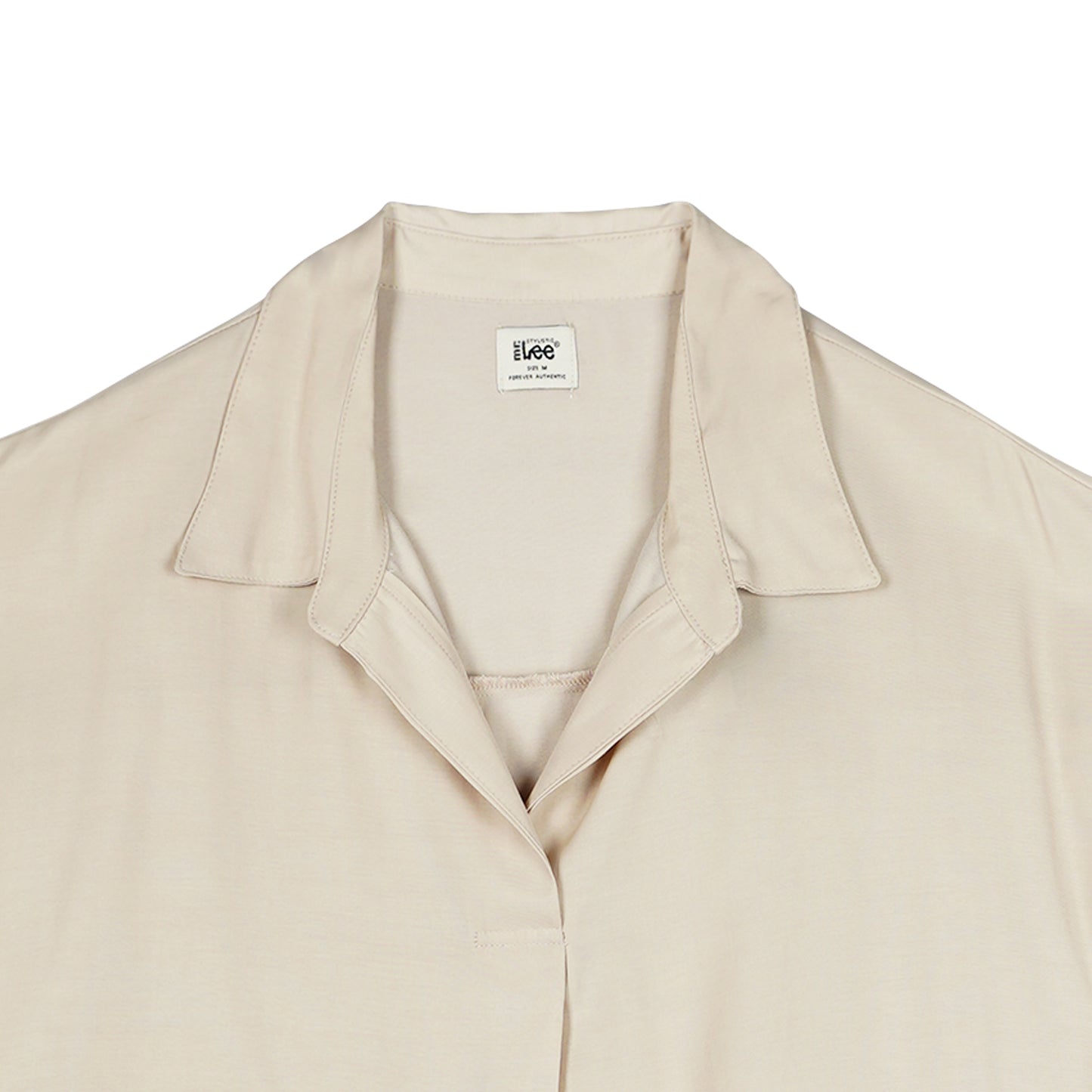 Stylistic Mr. Lee Ladies Basic Woven for Women with Collar Trendy Fashion High Quality Apparel Comfortable Casual Shirt for Women Relaxed Fit 142974 (Beige)