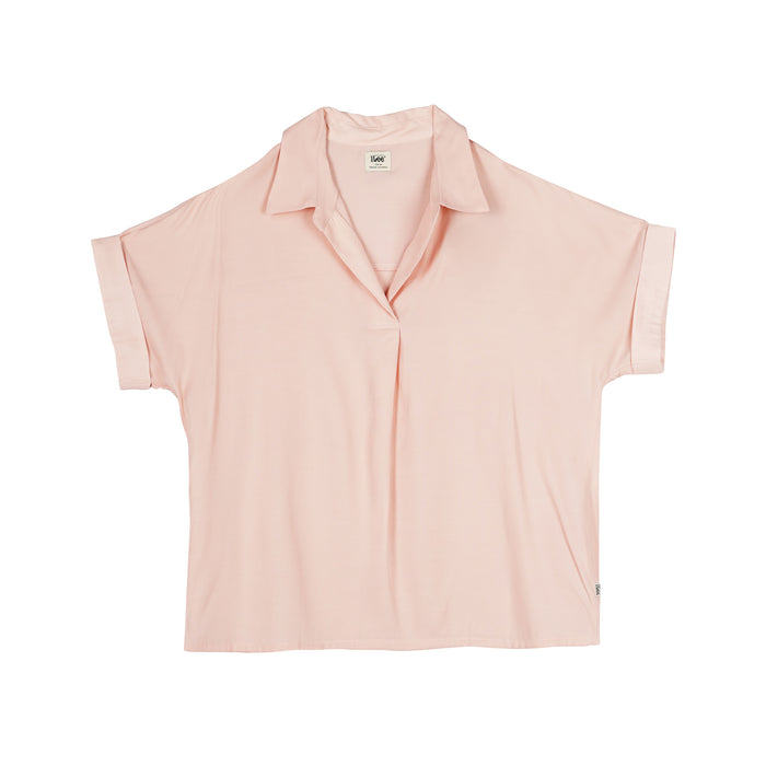 Stylistic Mr. Lee Ladies Basic Woven for Women with Collar Trendy Fashion High Quality Apparel Comfortable Casual Shirt for Women Relaxed Fit 142974 (Pink)