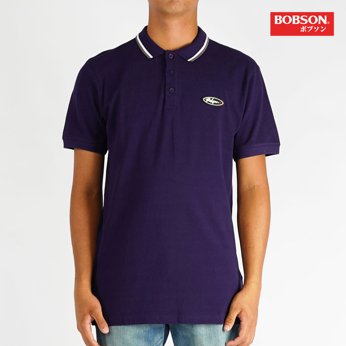 Bobson Japanese Men's Basic Collared Shirt for Men Trendy fashion High Quality Apparel Comfortable Casual Polo shirt for Men Slim Fit 137927-U (Navy)
